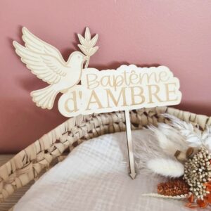 Cake Topper - Baptême Colombe